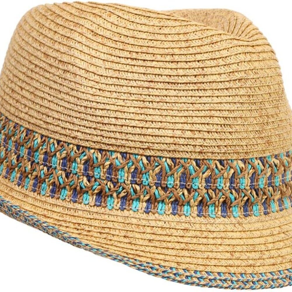 Women's Straw Fedora Sun Hat - Upf 50+ Protection, Adjustable Short Brim, Stylis